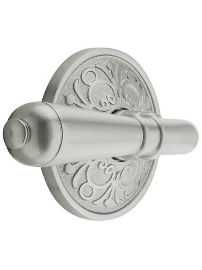 Lancaster Door Set With Turino Lever Handles Left Hand in Satin Nickel.